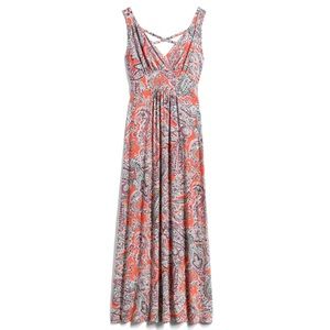 Orange Paisley Maxi Dress